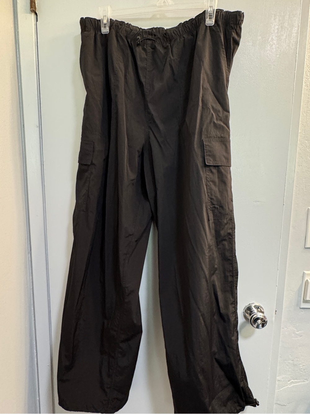 PINK Victoria's Secret Black Wide-Leg Cargo Drawstring Pants